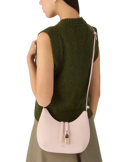 GOCCIA Bolso bandolera de piel martillada rosa polvoriento - Bolsos Mujer