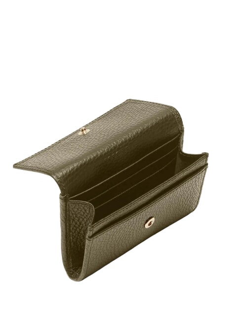 METALLIC SOFT Tarjetero de cuero martillado verde laurel - Carteras Mujer