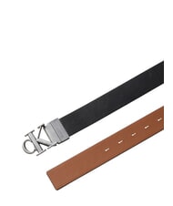 CALVIN KLEIN CK HARDWARE Cintur&oacute;n de cuero reversible negro/co&ntilde;ac ck/plata antigua - Cinturones - 2