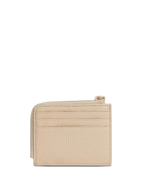 TASSEL Tarjetero con cremallera en piel martillada concha de arena - Carteras Mujer