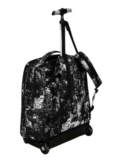 FANTASY GRS Mochila con carrito de 2 ruedas, fija ciudad negra - Mochilas con ruedas