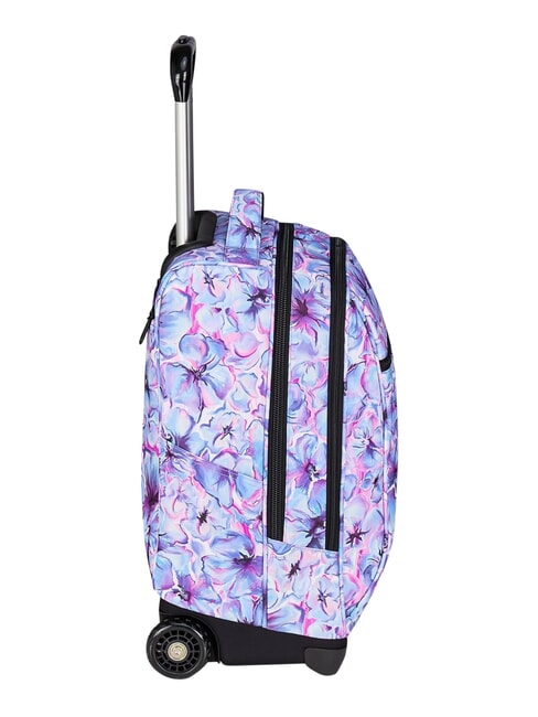 FANTASY GRS Mochila con carrito de 2 ruedas, fija flores claras - Mochilas con ruedas