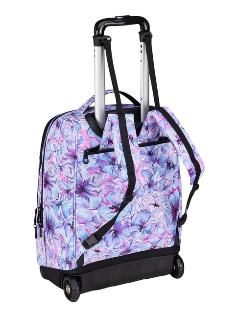 FANTASY GRS Mochila con carrito de 2 ruedas, fija flores claras - Mochilas con ruedas