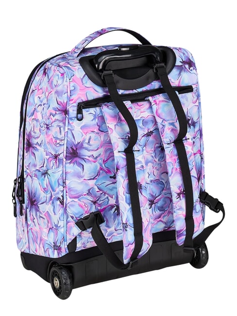 FANTASY GRS Mochila con carrito de 2 ruedas, fija flores claras - Mochilas con ruedas