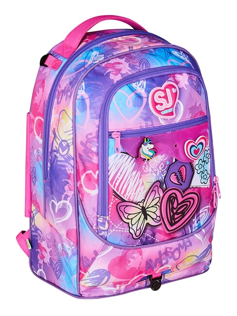 TINYPATCH GIRL Mochila con carrito de 3 ruedas, desmontable BOSQUE DE RAYAS NEGRAS - Mochilas con ruedas