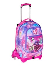 SJGANG TINYPATCH GIRL Mochila con carrito de 3 ruedas, desmontable BOSQUE DE RAYAS NEGRAS - Mochilas con ruedas - 7