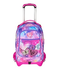 SJGANG TINYPATCH GIRL Mochila con carrito de 3 ruedas, desmontable BOSQUE DE RAYAS NEGRAS - Mochilas con ruedas - 9