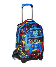 SJGANG GAME-LED Mochila con carrito de 3 ruedas, desmontable Rojo fuego - Mochilas con ruedas - 3
