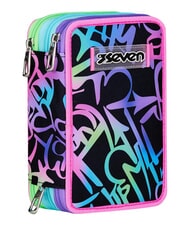 SEVEN GET TOGETHER Estuche para l&aacute;pices con 3 cremalleras fuxiafluo - Estuches y Accesorios - 3