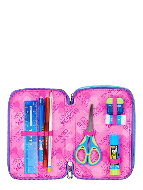 GET TOGETHER Estuche para l&aacute;pices con 3 cremalleras fuxiafluo - Estuches y Accesorios