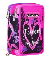 SEVEN GET TOGETHER Estuche para l&aacute;pices con 3 cremalleras fresa rosa - Estuches y Accesorios - 3