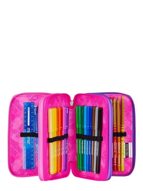 GET TOGETHER Estuche para l&aacute;pices con 3 cremalleras fresa rosa - Estuches y Accesorios