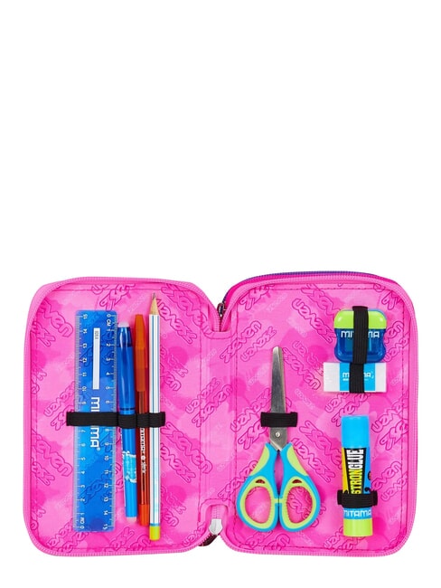 GET TOGETHER Estuche para l&aacute;pices con 3 cremalleras fresa rosa - Estuches y Accesorios