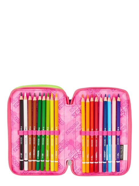 WRITE DOWN Estuche para l&aacute;pices con 3 cremalleras fuxiafluo - Estuches y Accesorios