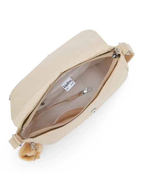 EARTHBEAT M Bolso de hombro beige brillante - Bolsos Mujer
