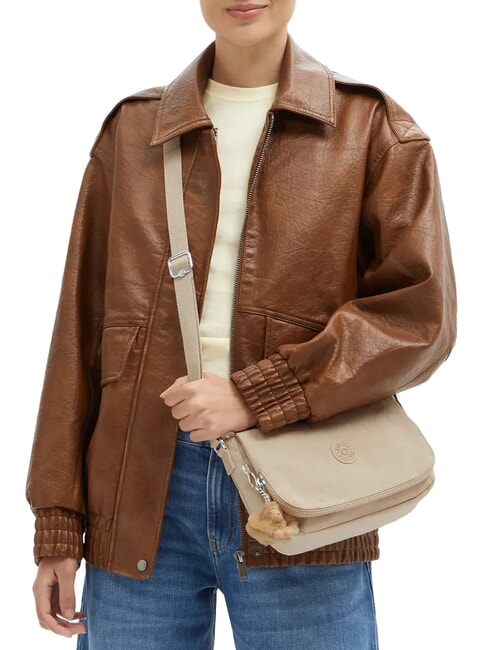 EARTHBEAT S Bolso de hombro beige brillante - Bolsos Mujer