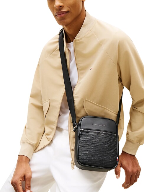 TH WOVEN Bolso peque&ntilde;o con bolsillo negro - Bandoleras Hombre