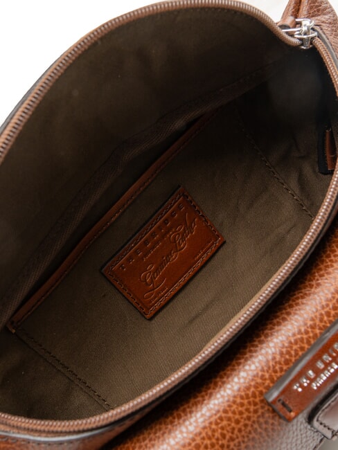 BIAGIO Ri&ntilde;onera de cuero marr&oacute;n 14/rutenio paladio - Bolsos Mujer