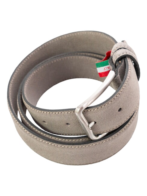 BASIC Cintur&oacute;n de piel con logotipo grabado en relieve gris pardo - Cinturones