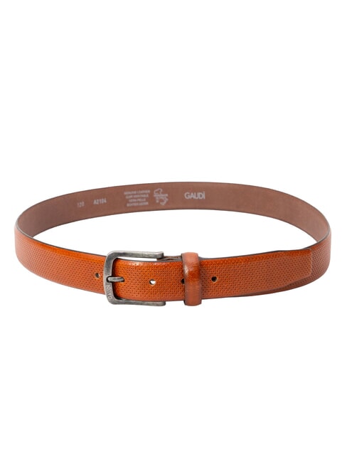 SANTA CROCE Cintur&oacute;n de cuero estampado y redondeado tabaco - Cinturones