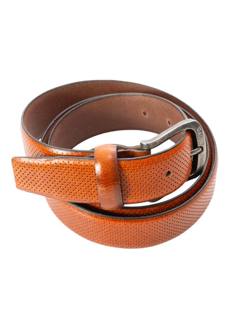 SANTA CROCE Cintur&oacute;n de cuero estampado y redondeado tabaco - Cinturones