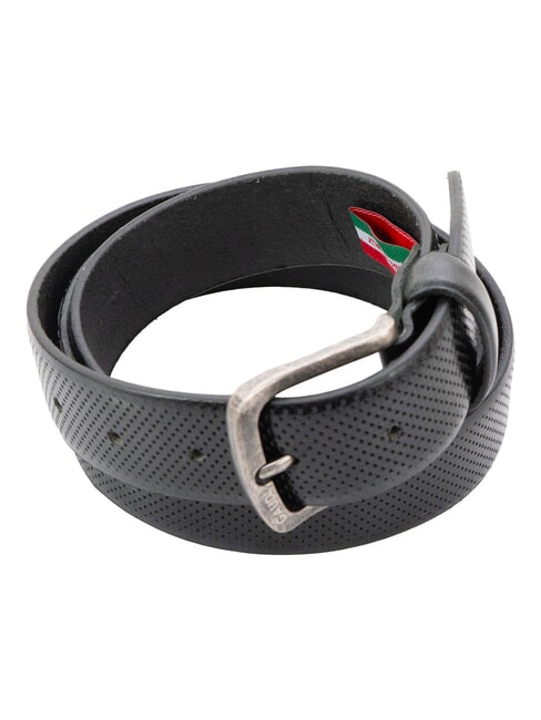 SANTA CROCE Cintur&oacute;n de cuero estampado y redondeado NEGRO - Cinturones