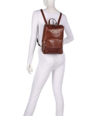 THE BRIDGE IOLANDA Mochila con bolsillo frontal, de piel. BROWN - Bolsos Mujer - 5