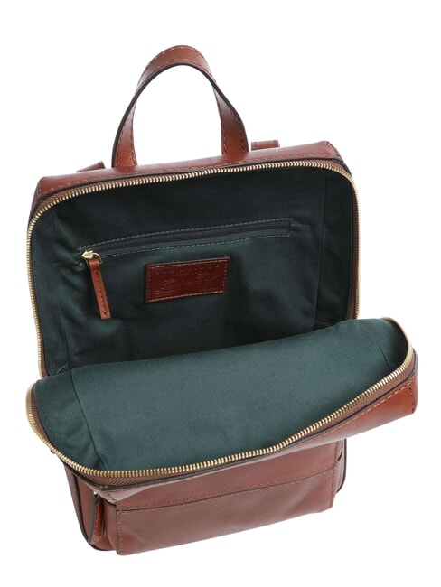 IOLANDA Mochila con bolsillo frontal, de piel. BROWN - Bolsos Mujer