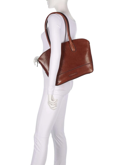 IOLANDA Bolso de hombro de piel para compras BROWN - Bolsos Mujer