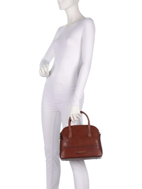 IOLANDA Bolso de mano con correa para el hombro, de piel. BROWN - Bolsos Mujer