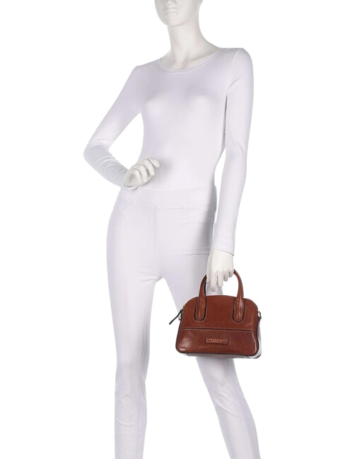 IOLANDA Minibolso de mano con correa para el hombro, de piel. BROWN - Bolsos Mujer