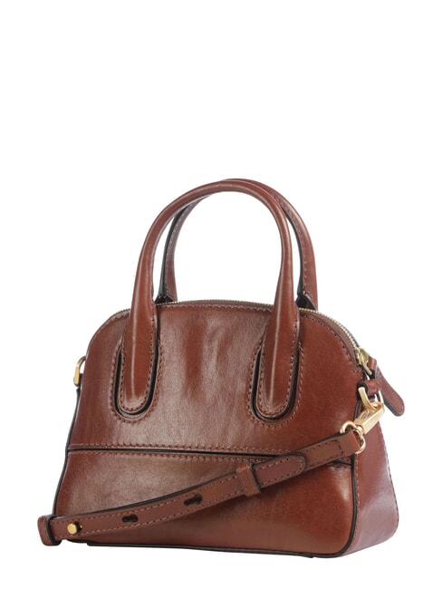 IOLANDA Minibolso de mano con correa para el hombro, de piel. BROWN - Bolsos Mujer