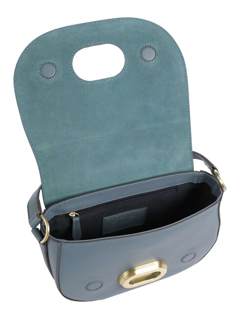 ILARIA Bolso de hombro de piel cer&uacute;leo con abb dorado - Bolsos Mujer