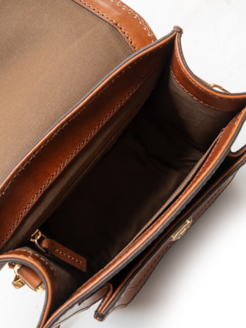 ELBA Bolso de piel con solapa para el hombro BROWN - Bolsos Mujer