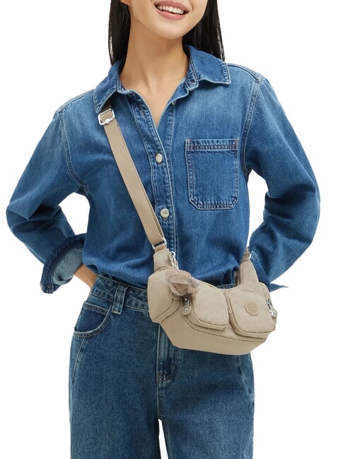 RIKKA MINI Bolso de hombro Firma en relieve beige - Bolsos Mujer