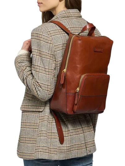 IOLANDA Mochila de cuero BROWN - Bolsos Mujer