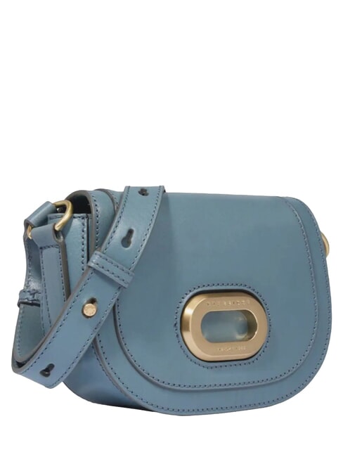 ILARIA Mini bolso de hombro de piel cer&uacute;leo con abb dorado - Bolsos Mujer