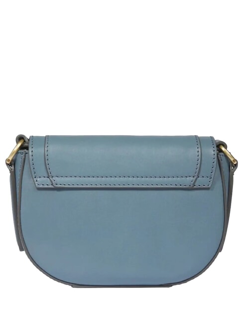 ILARIA Mini bolso de hombro de piel cer&uacute;leo con abb dorado - Bolsos Mujer