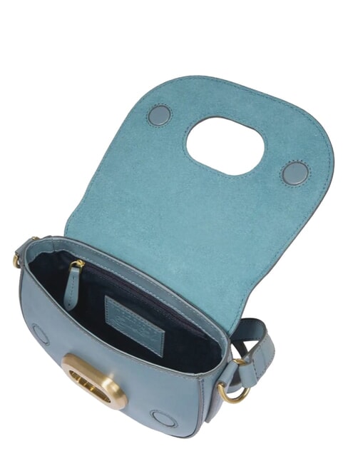 ILARIA Mini bolso de hombro de piel cer&uacute;leo con abb dorado - Bolsos Mujer