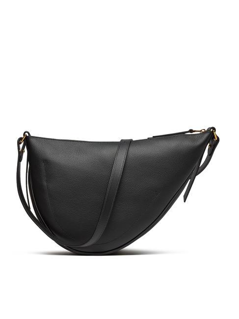 CAMPIONARIO - SNUGGIE  Bolso bandolera, en piel. negro/cuero - Bolsos Mujer