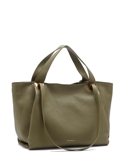 CAMPIONARIO - OLIVER Bolso de piel con doble asa verde laurel - Bolsos Mujer