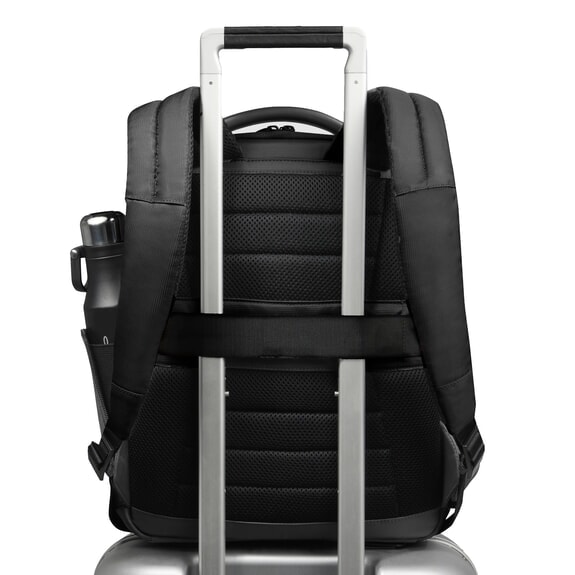 WOLLEM Mochila para port&aacute;til de 14" de piel mixta. negro - Mochilas para port&aacute;til