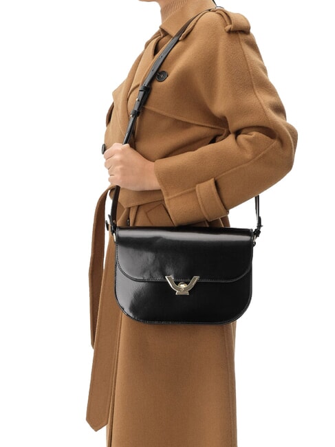 CAMPIONARIO - DEW SHINY CALF Bolso de hombro de piel cepillada negro - Bolsos Mujer