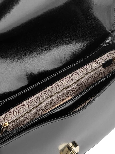 CAMPIONARIO - DEW SHINY CALF Bolso de hombro de piel cepillada negro - Bolsos Mujer