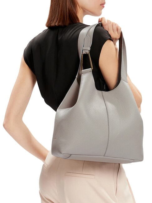 CAMPIONARIO - BRUME Bolso de hombro de piel gris claro - Bolsos Mujer