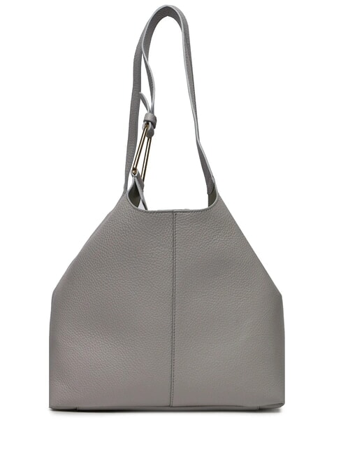 CAMPIONARIO - BRUME Bolso de hombro de piel gris claro - Bolsos Mujer