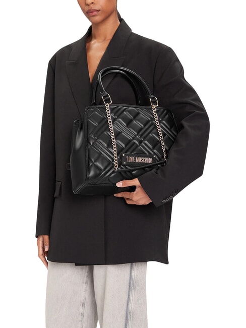 QUILTED Bolso de mano con correa de cadena para el hombro. negro - Bolsos Mujer