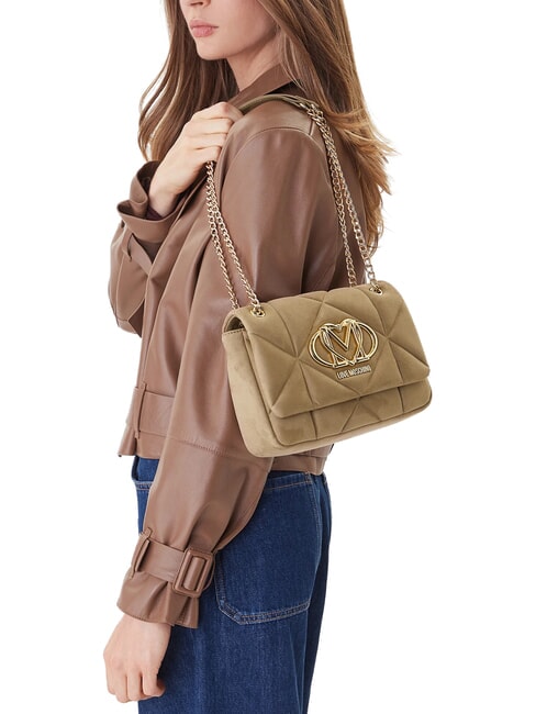 EMBOSSED Minibolso de hombro con cadena arena - Bolsos Mujer