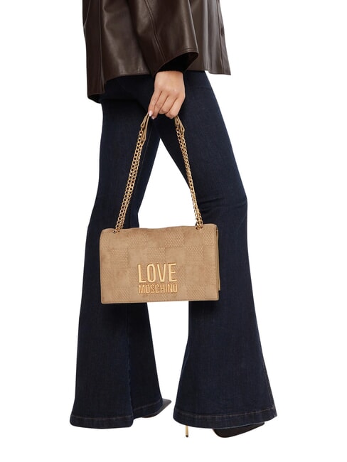 PATCHY Bolso de hombro con cadena arena - Bolsos Mujer