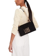 LOVE MOSCHINO PATCHY Bolso de hombro con cadena negro - Bolsos Mujer - 2